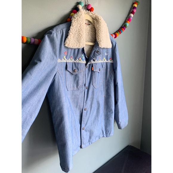 VTG 70s Levi’s Orange Tag quilted denim Sherpa jacket. - Picture 7 of 9